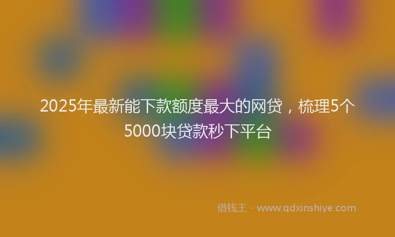2025年最新能下款额度最大的网贷，梳理5个5000块贷款秒下平台