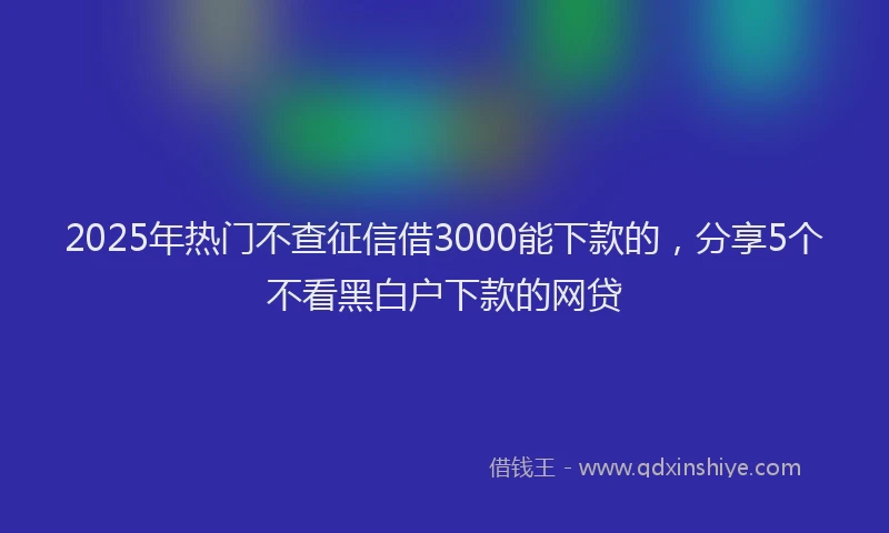 2025年热门不查征信借3000能下款的，分享5个不看黑白户下款的网贷