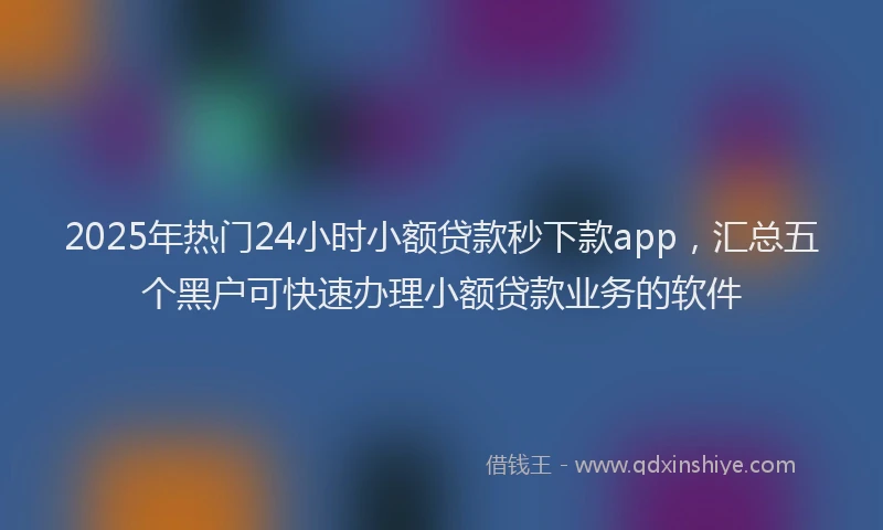 2025年热门24小时小额贷款秒下款app，汇总五个黑户可快速办理小额贷款业务的软件