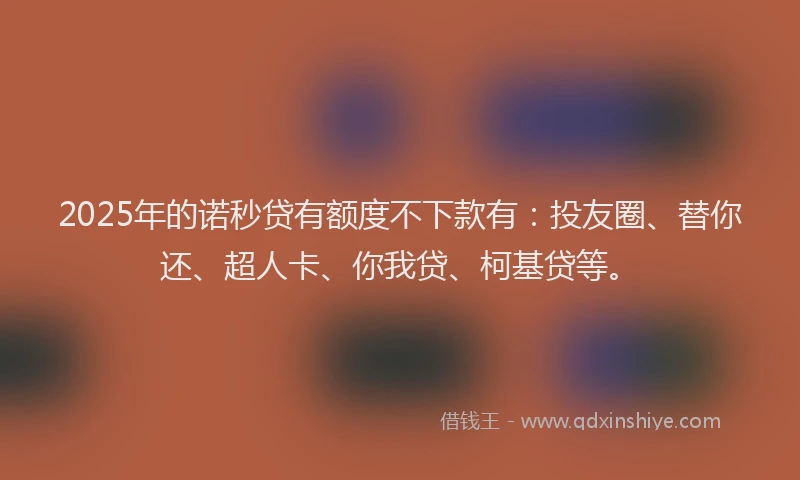 2025年的诺秒贷有额度不下款有：投友圈、替你还、超人卡、你我贷、柯基贷等。
