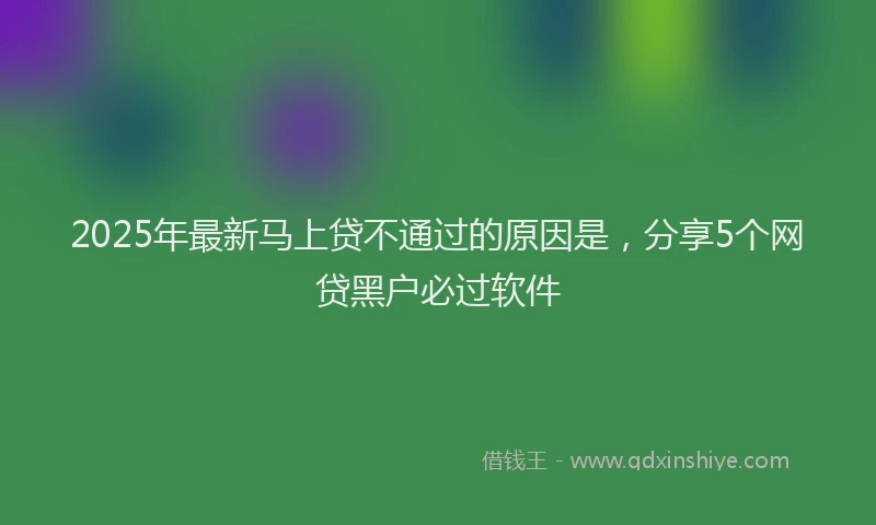 2025年最新马上贷不通过的原因是，分享5个网贷黑户必过软件