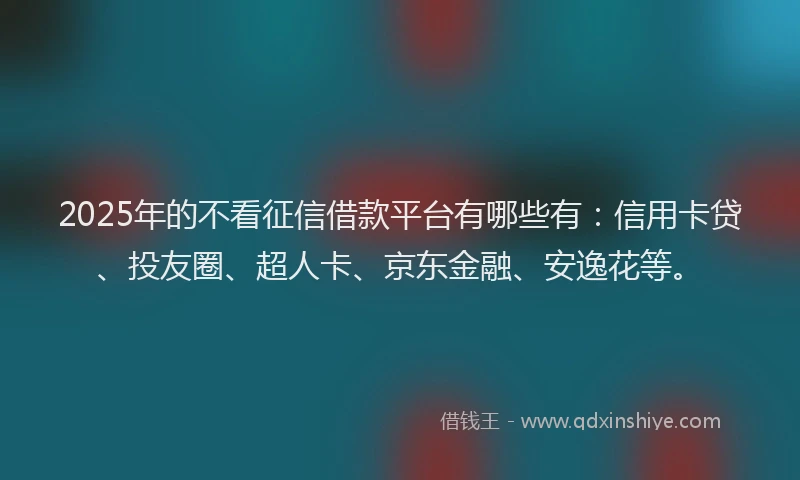2025年的不看征信借款平台有哪些有：信用卡贷、投友圈、超人卡、京东金融、安逸花等。