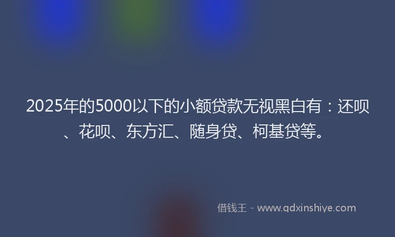 2025年的5000以下的小额贷款无视黑白有：还呗、花呗、东方汇、随身贷、柯基贷等。