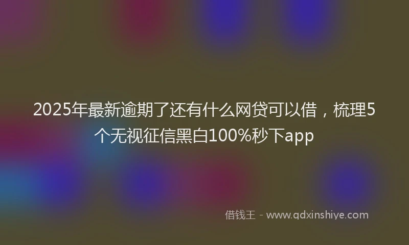 2025年最新逾期了还有什么网贷可以借，梳理5个无视征信黑白100%秒下app