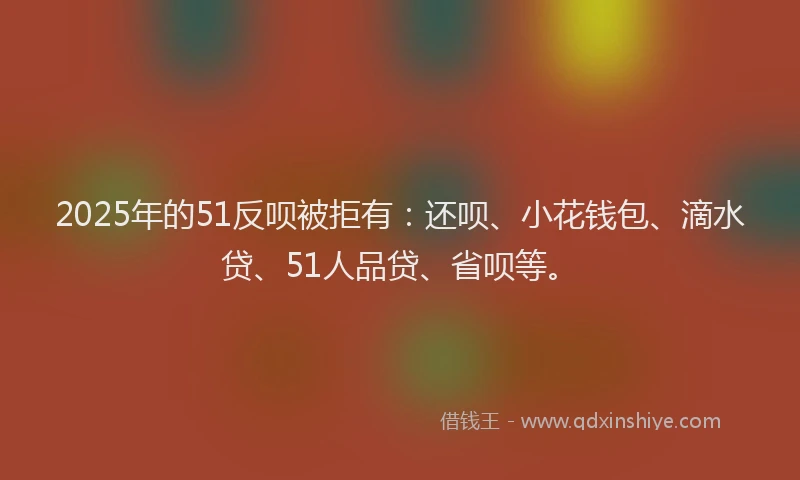 2025年的51反呗被拒有：还呗、小花钱包、滴水贷、51人品贷、省呗等。