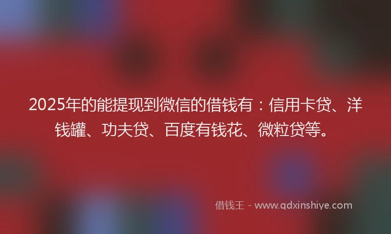 2025年的能提现到微信的借钱有：信用卡贷、洋钱罐、功夫贷、百度有钱花、微粒贷等。