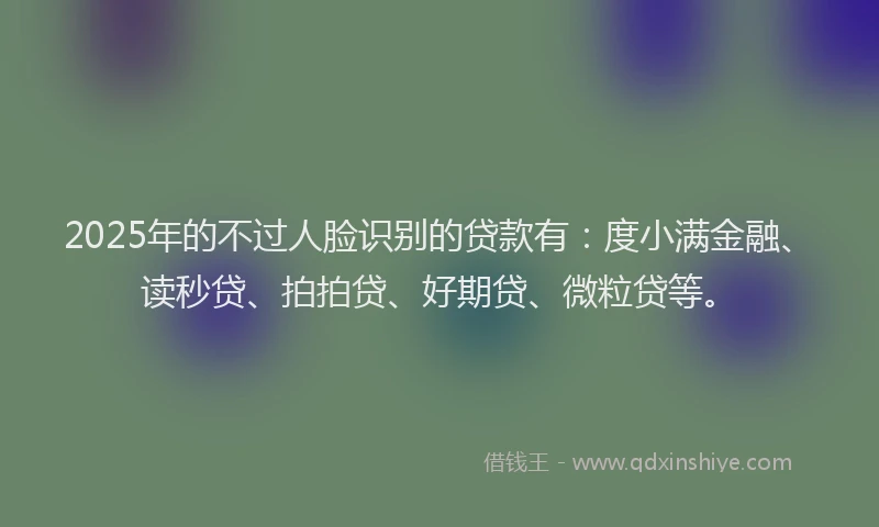 2025年的不过人脸识别的贷款有：度小满金融、读秒贷、拍拍贷、好期贷、微粒贷等。