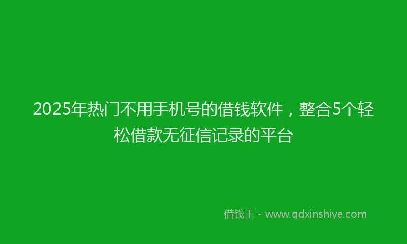 2025年热门不用手机号的借钱软件，整合5个轻松借款无征信记录的平台