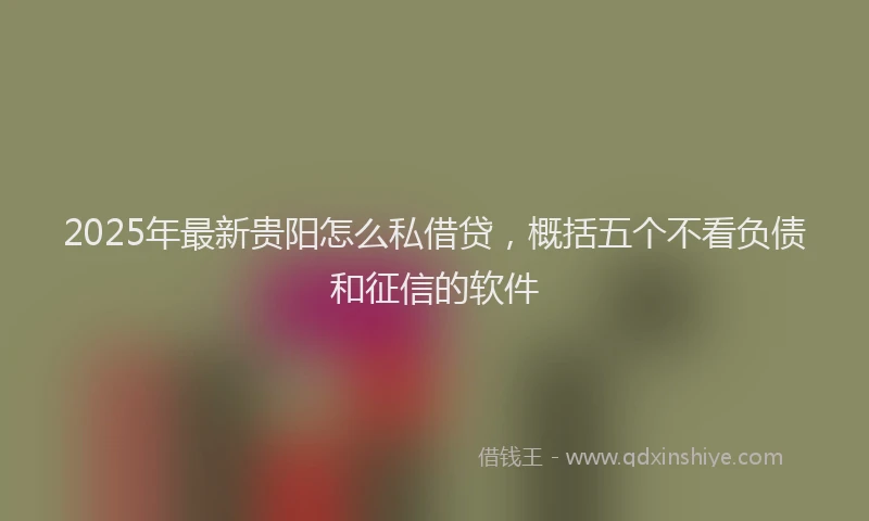 2025年最新贵阳怎么私借贷，概括五个不看负债和征信的软件