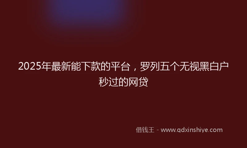 2025年最新能下款的平台，罗列五个无视黑白户秒过的网贷