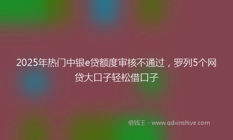 2025年热门中银e贷额度审核不通过，罗列5个网贷大口子轻松借口子
