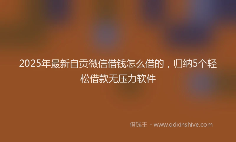 2025年最新自贡微信借钱怎么借的，归纳5个轻松借款无压力软件