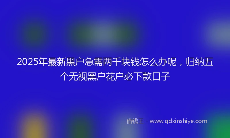 2025年最新黑户急需两千块钱怎么办呢，归纳五个无视黑户花户必下款口子