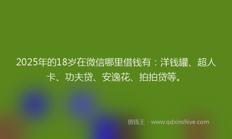 2025年的18岁在微信哪里借钱有：洋钱罐、超人卡、功夫贷、安逸花、拍拍贷等。