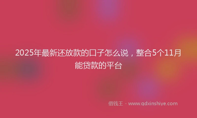 2025年最新还放款的口子怎么说，整合5个11月能贷款的平台