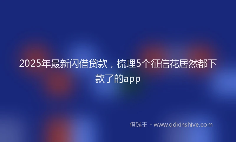 2025年最新闪借贷款，梳理5个征信花居然都下款了的app