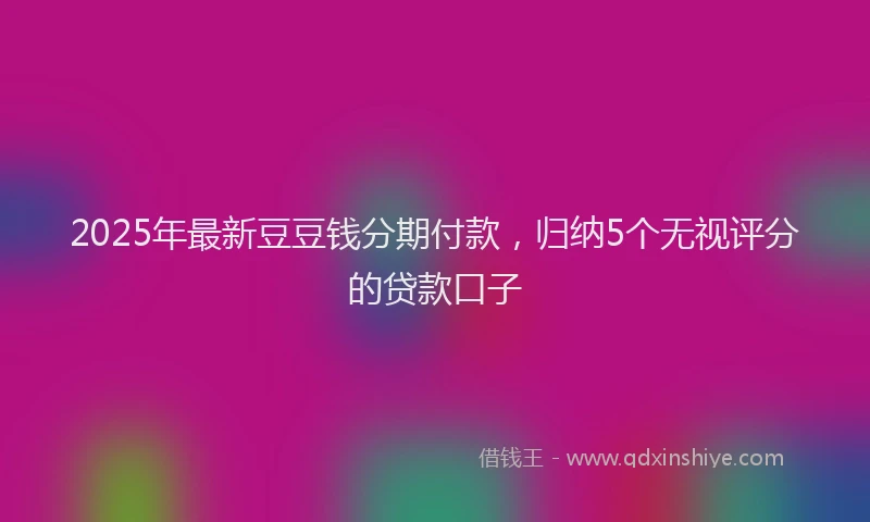 2025年最新豆豆钱分期付款，归纳5个无视评分的贷款口子