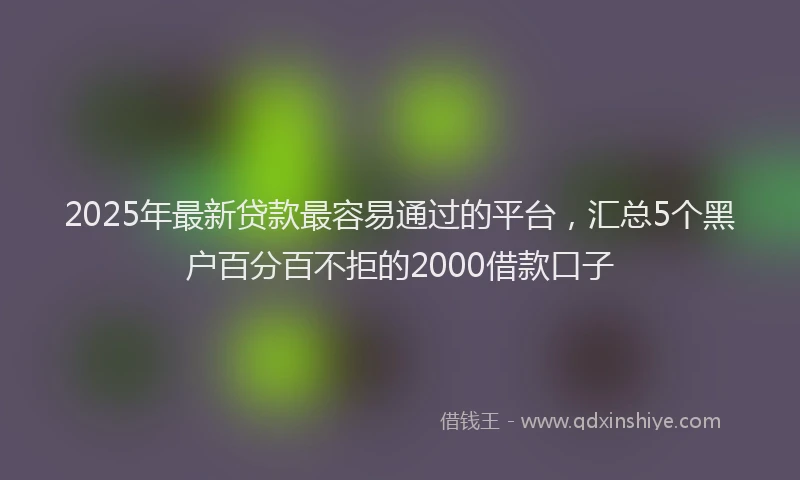 2025年最新贷款最容易通过的平台，汇总5个黑户百分百不拒的2000借款口子