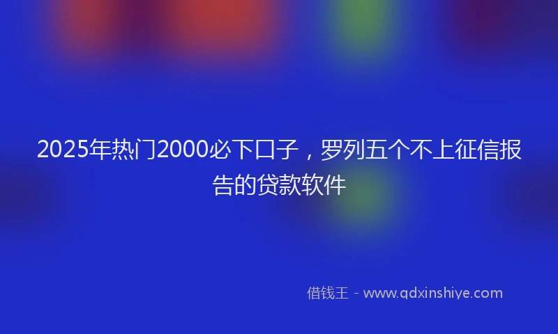 2025年热门2000必下口子，罗列五个不上征信报告的贷款软件