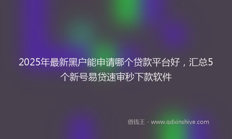 2025年最新黑户能申请哪个贷款平台好，汇总5个新号易贷速审秒下款软件