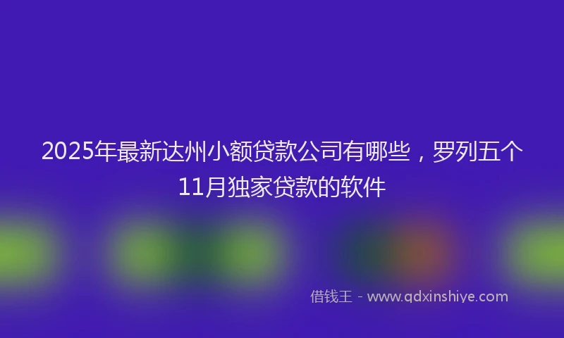 2025年最新达州小额贷款公司有哪些，罗列五个11月独家贷款的软件