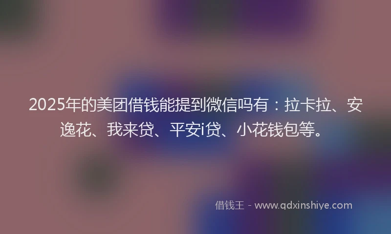 2025年的美团借钱能提到微信吗有：拉卡拉、安逸花、我来贷、平安i贷、小花钱包等。
