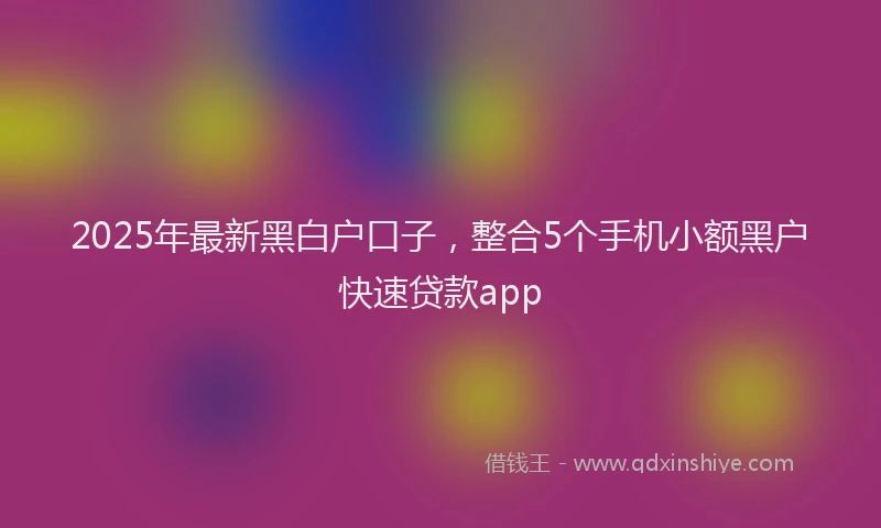 2025年最新黑白户口子，整合5个手机小额黑户快速贷款app