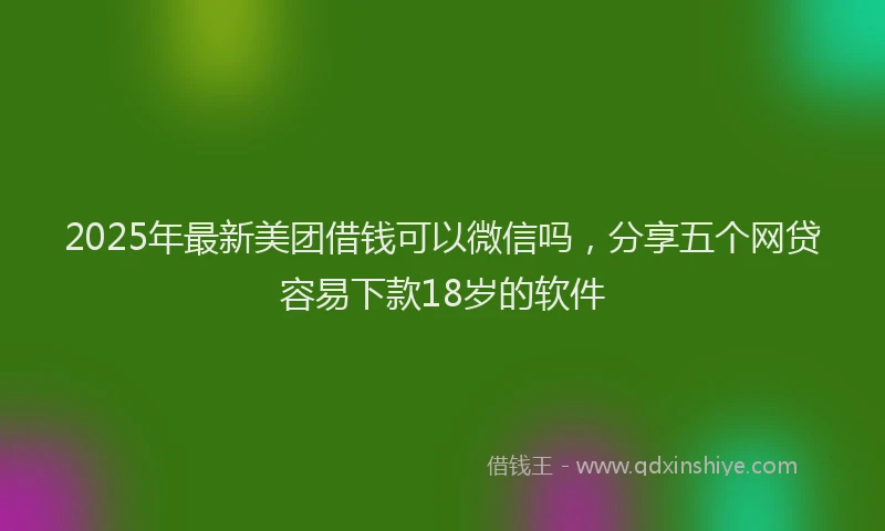 2025年最新美团借钱可以微信吗，分享五个网贷容易下款18岁的软件