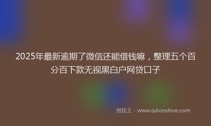2025年最新逾期了微信还能借钱嘛，整理五个百分百下款无视黑白户网贷口子