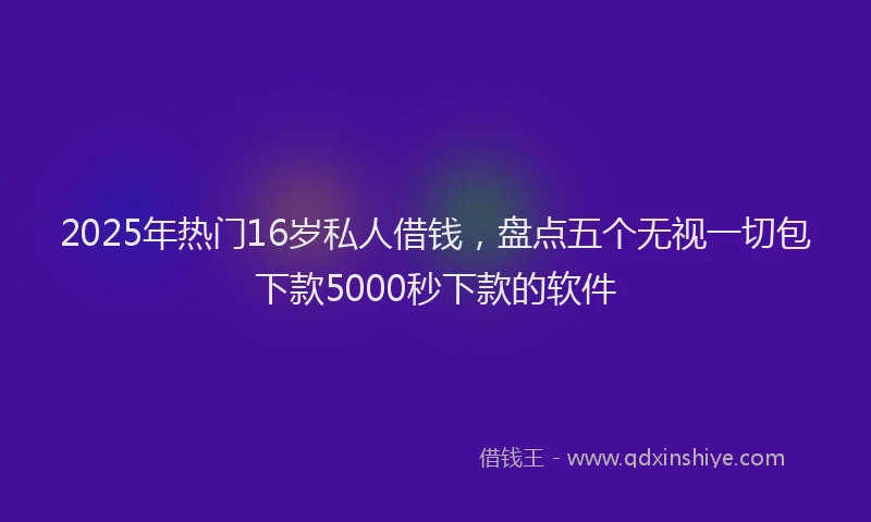 2025年热门16岁私人借钱，盘点五个无视一切包下款5000秒下款的软件