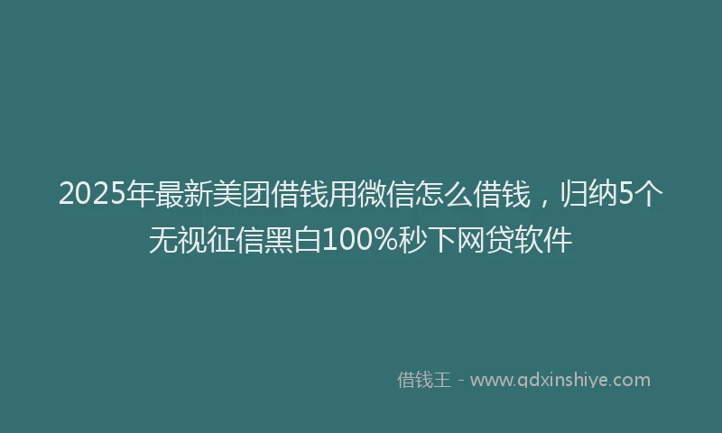 2025年最新美团借钱用微信怎么借钱，归纳5个无视征信黑白100%秒下网贷软件
