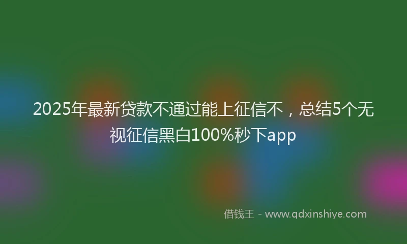 2025年最新贷款不通过能上征信不，总结5个无视征信黑白100%秒下app