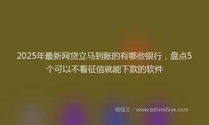 2025年最新网贷立马到账的有哪些银行，盘点5个可以不看征信就能下款的软件