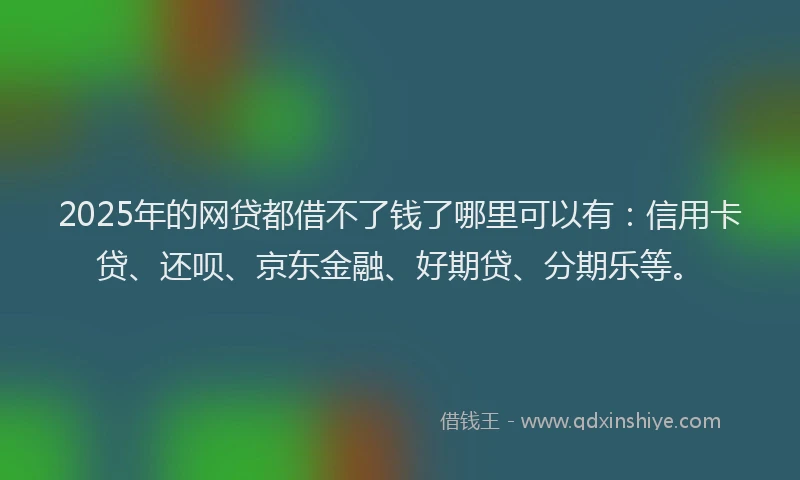 2025年的网贷都借不了钱了哪里可以有：信用卡贷、还呗、京东金融、好期贷、分期乐等。