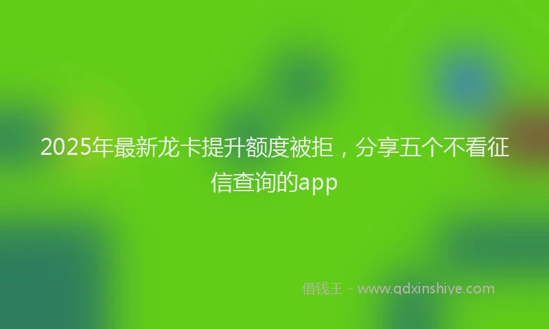 2025年最新龙卡提升额度被拒，分享五个不看征信查询的app