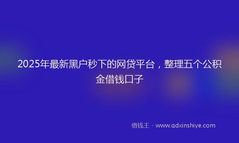 2025年最新黑户秒下的网贷平台，整理五个公积金借钱口子