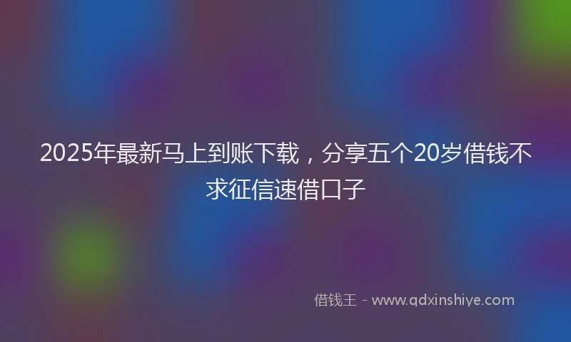 2025年最新马上到账下载，分享五个20岁借钱不求征信速借口子