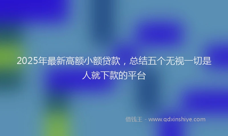 2025年最新高额小额贷款，总结五个无视一切是人就下款的平台
