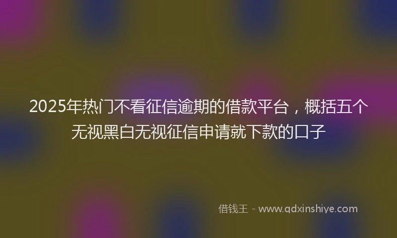 2025年热门不看征信逾期的借款平台，概括五个无视黑白无视征信申请就下款的口子