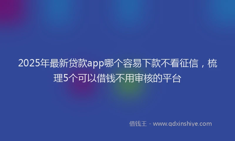 2025年最新贷款app哪个容易下款不看征信，梳理5个可以借钱不用审核的平台