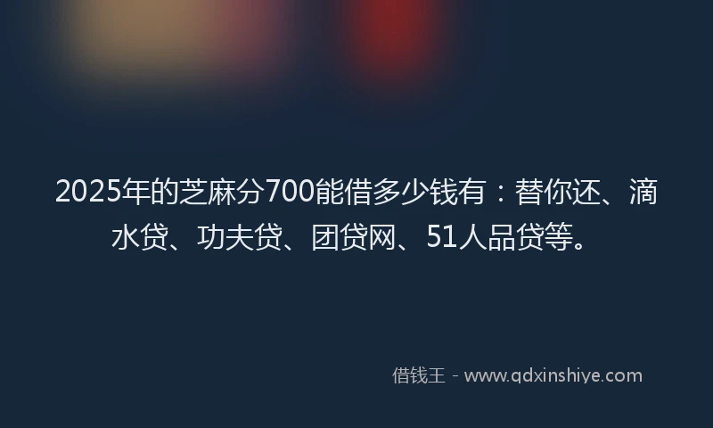 2025年的芝麻分700能借多少钱有：替你还、滴水贷、功夫贷、团贷网、51人品贷等。