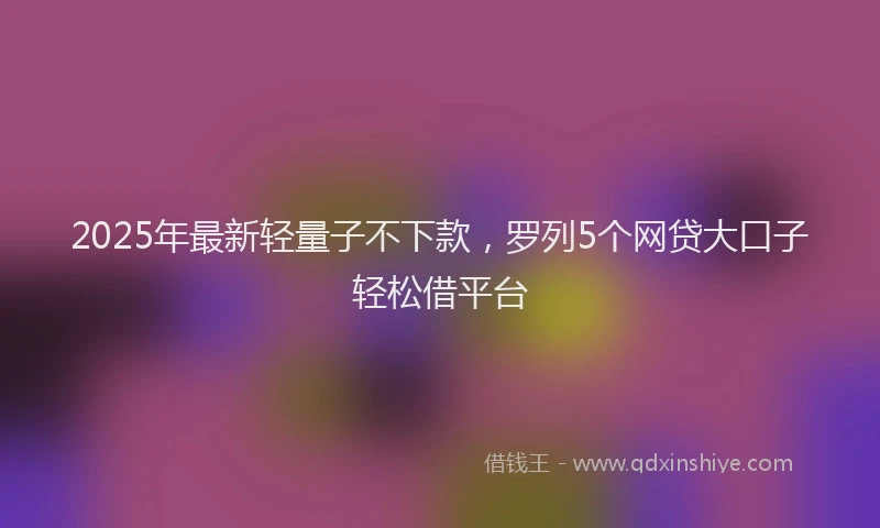 2025年最新轻量子不下款，罗列5个网贷大口子轻松借平台