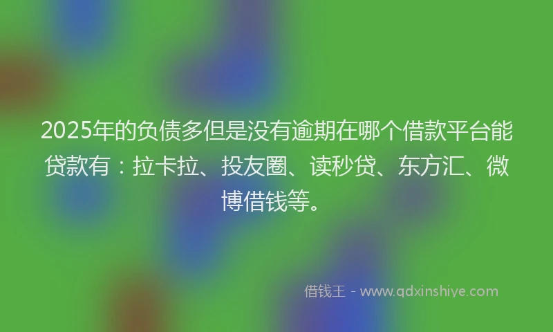2025年的负债多但是没有逾期在哪个借款平台能贷款有：拉卡拉、投友圈、读秒贷、东方汇、微博借钱等。