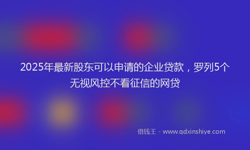 2025年最新股东可以申请的企业贷款，罗列5个无视风控不看征信的网贷