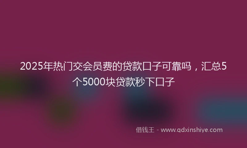 2025年热门交会员费的贷款口子可靠吗，汇总5个5000块贷款秒下口子