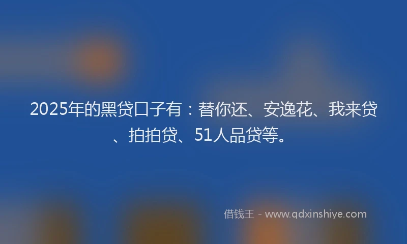 2025年的黑贷口子有：替你还、安逸花、我来贷、拍拍贷、51人品贷等。