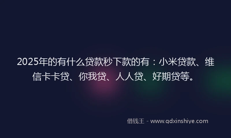 2025年的有什么贷款秒下款的有：小米贷款、维信卡卡贷、你我贷、人人贷、好期贷等。