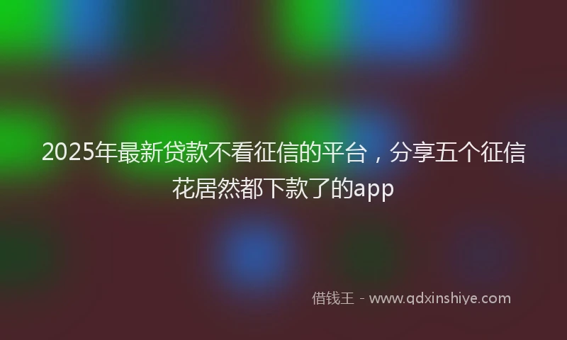 2025年最新贷款不看征信的平台，分享五个征信花居然都下款了的app