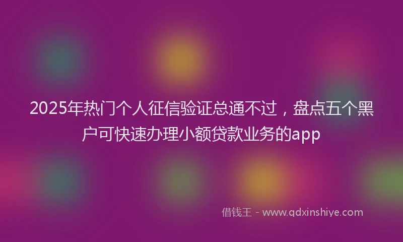 2025年热门个人征信验证总通不过，盘点五个黑户可快速办理小额贷款业务的app