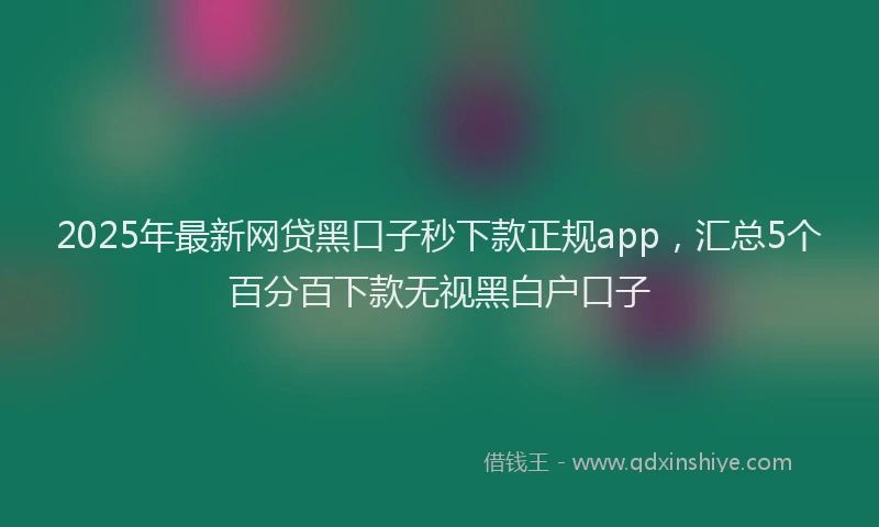 2025年最新网贷黑口子秒下款正规app，汇总5个百分百下款无视黑白户口子